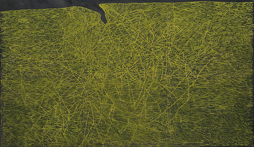 Pintura verd amb ratlles grogues